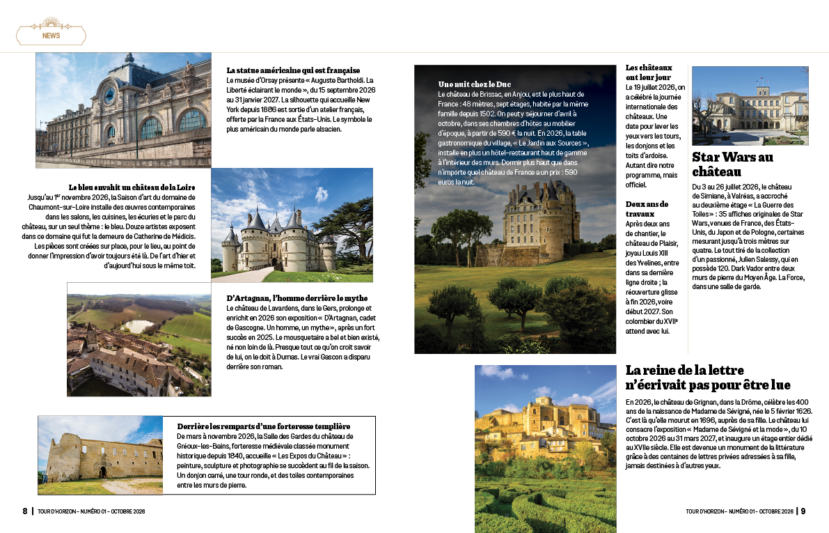 Double page intérieure du magazine, pages 8 et 9